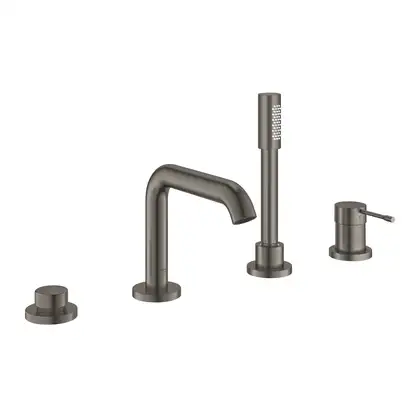 Смеситель на борт ванны Grohe Essence (цвет - тёмный графит, матовый), с душевым гарнитуром (19578AL1) фото 1 Aquada.com.ua