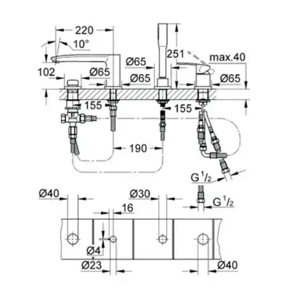 GROHE Смеситель на борт ванны Eurostyle (цвет - хром) (23048002) фото 3 Aquada.com.ua