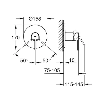 Смеситель для душа Grohe Plus (цвет - хром) (24059003) фото 5 Aquada.com.ua