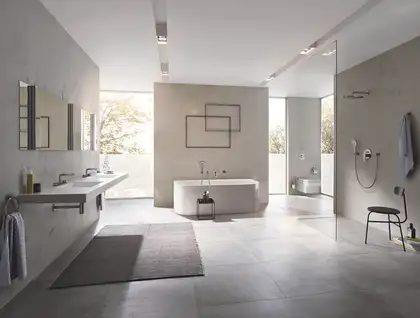 Верхний душ Ø 310 мм с держателем 380 мм Grohe Rainshower Cosmopolitan (цвет - тёмный графит, матовый) (26066AL0) фото 2 Aquada.com.ua