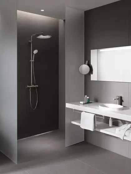 Душевая система Grohe Euphoria System 310 термостатом, (цена - темный графит матовый) (26075AL0) фото 3 Aquada.com.ua
