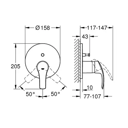 Душевая система скрытого монтажа Grohe Eurosmart с Tempesta 250 (цвет - хром) (26416SC3) фото 6 Aquada.com.ua