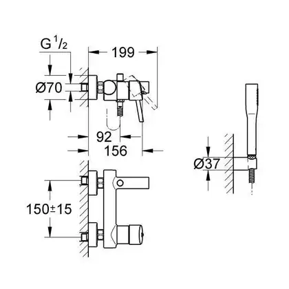 Смеситель однорычажный для ванны Grohe Concetto DN 15 (цвет - хром) с ручным душем (32212001) фото 2 Aquada.com.ua