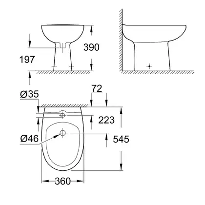 Биде напольное Grohe Bau Ceramic (39432000) фото 3 Aquada.com.ua