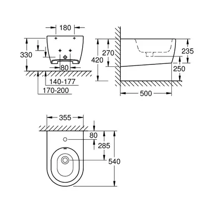 Биде подвесное Grohe Essence Ceramic (3957400H) фото 2 Aquada.com.ua