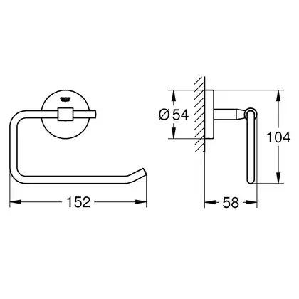 Бумагодержатель без крышки Grohe BauCosmopolitan (цвет - хром) (40457000) фото 2 Aquada.com.ua
