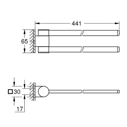 Полотенцедержатель двойной, поворотный 441 мм Grohe Selection, тёмный графит, матовый (41063AL0) фото 2 Aquada.com.ua