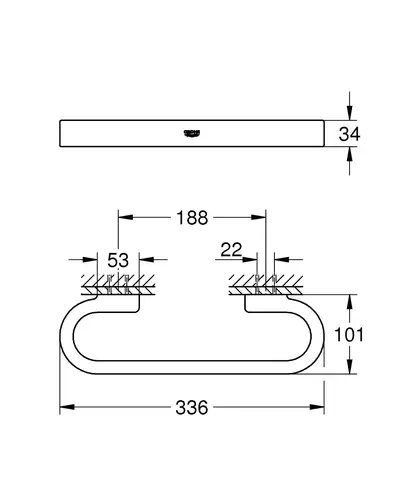 Поручень для ванны Grohe Selection, тёмный графит, матовый/стекло матовое (41064AL0) фото 2 Aquada.com.ua