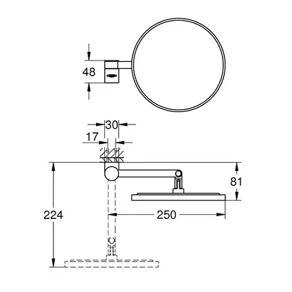 Зеркало косметическое Grohe Selection, тёмный графит, матовый (41077AL0) фото 2 Aquada.com.ua