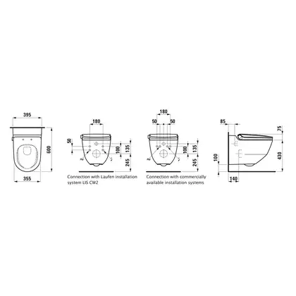 Унитаз-биде Rimless (безободковый) Laufen Cleanet Riva (сиденье в комплекте), белый глянцевый (820691.400.000.1) фото 21 Aquada.com.ua