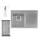 Набір 3 в 1 Qtap кухонна мийка DK6845L 3.0/1.2 мм Satin + сушарка + дозатор для миючого засобу (QTDK6845LSET3012) фото 1 Aquada.com.ua
