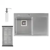 Набір 3 в 1 Qtap кухонна мийка DK6845L 3.0/1.2 мм Satin + сушарка + дозатор для миючого засобу (QTDK6845LSET3012)