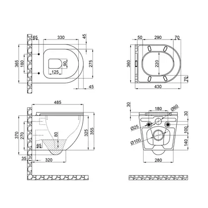Унітаз підвісний Qtap Robin безобідковий з сидінням Slim Soft-close QT1333046ERMB (QT1333046ERMB) фото 2 Aquada.com.ua