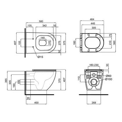 Унітаз підвісний Qtap Robin безобідковий з сидінням Slim Soft-close QT13332141ERMB (QT13332141ERMB) фото 2 Aquada.com.ua