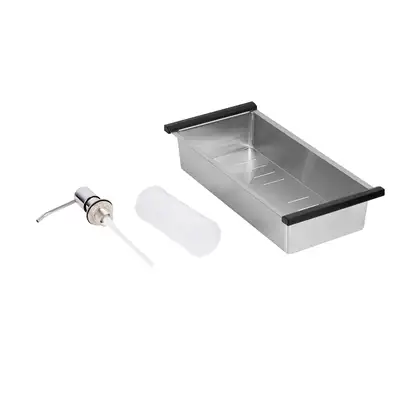 Набір 3 в 1 Qtap кухонна мийка DK6845L 3.0/1.2 мм Satin + сушарка + дозатор для миючого засобу (QTDK6845LSET3012) фото 9 Aquada.com.ua