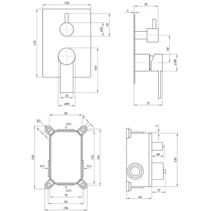 Смеситель скрытого монтажа для ванны Qtap Form 010-22 SQ CRM на два потребителя (QTFORM01022SQ) фото 2 Aquada.com.ua