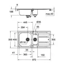 GROHE Мийка для кухні 970 x 500 мм з ексцентриком, 2 чаши, матова (31567SD0)