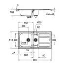GROHE Мийка для кухні 983 x 513 мм з ексцентриком, 2 чаши, матова (31569SD0)