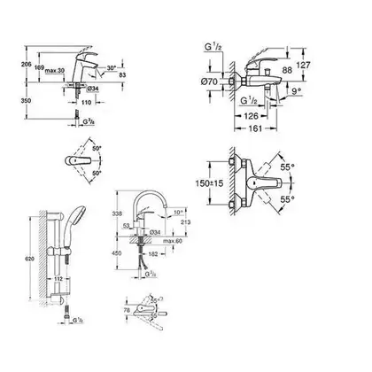 Grohe Eurosmart M-Size Набор смесителей, хром (123248MK)