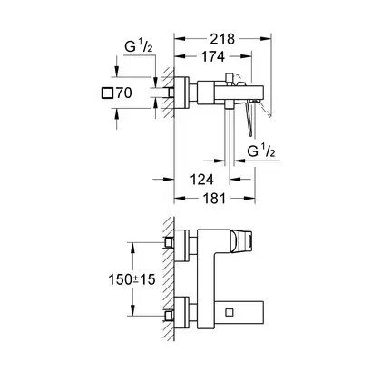 Grohe Eurocube Смеситель для ванны, хром (23140000)