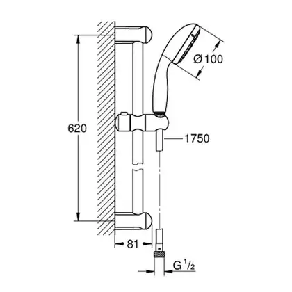 Душовий гарнітур зі штангою, 1 режим струменю Grohe New Tempesta Classic (27853001)