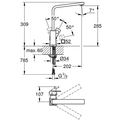 Grohe Eurocube Смеситель для кухни, хром (31255000)