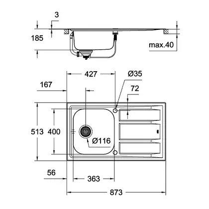 Мийка для кухні із нержавіючої сталі Grohe K400+ (31568SD0)