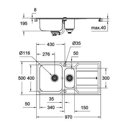 Кухонна мийка K500 Grohe EX-2 Sink (31572SD0) Кухонна мийка K500 Grohe EX-2 Sink (31572SD0)