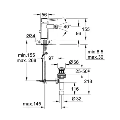 Grohe BauClassic Смеситель для биде, хром (32864000)