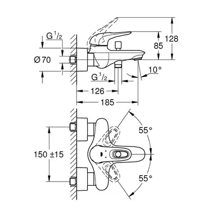 Grohe Eurostyle Змішувач для ванни, хром (33591LS3)