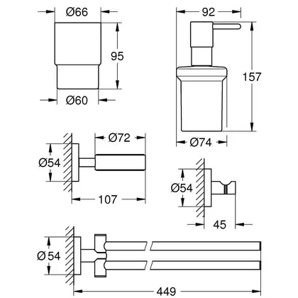 Набір аксесуарів 4 в 1 Grohe Essentials New (40846001)