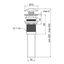 Донный клапан для раковины Qtap PU03O 70х70х227.5 Matt black с переливом (QT066PU03OMB)