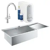 Набор Grohe мойка кухонная K1000 31581SD0 + смеситель Blue Home 31455001 (31581SD031455001)