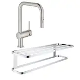 Набор Grohe смеситель для кухни с выдвижным изливом Minta 32322DC2 + полка для полотенец Selection 41066000 (32322DC241066000)