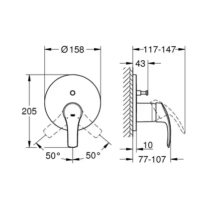 Grohe Eurosmart Змішувач прихованого монтажу, хром (24043002)