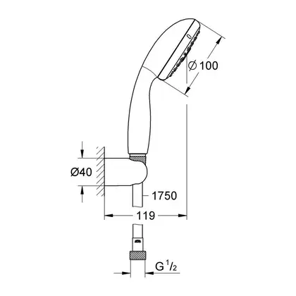 Душовий набір з тримачем, 3 режими струменя Grohe New Tempesta Classic (27849001)