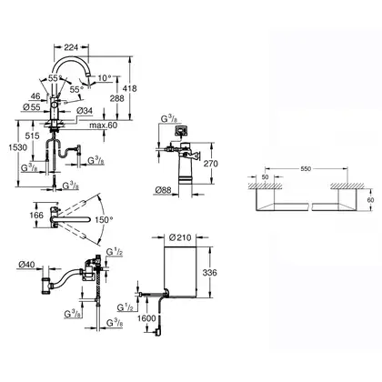 Набор Grohe смеситель для кухни с бойлером Red Duo 30083001 M-size + полотенцедержатель Selection Cube 40807000 (3008300140807000)