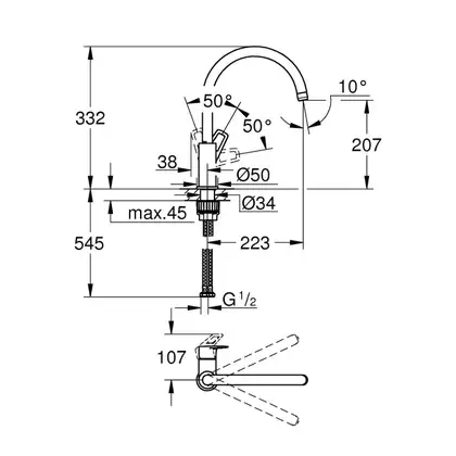 Grohe BauLoop New Змішувач для кухні, хром (31232001) Grohe BauLoop New Змішувач для кухні, хром (31232001)