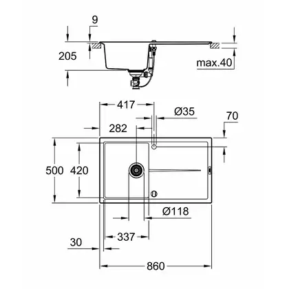 GROHE Мойка кварцевая Sink K400 (31640AT0)