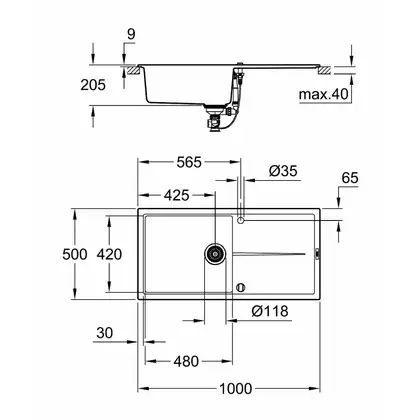 Композитна мийка для кухні Grohe K400 (31641AP0)