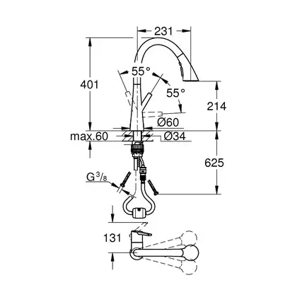 Grohe Zedra Смеситель для кухни, выдвижной, хром (32294002)