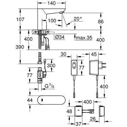 Grohe Euroeco Cosmopolitan E Монокран сенсорний, хром (36409000)
