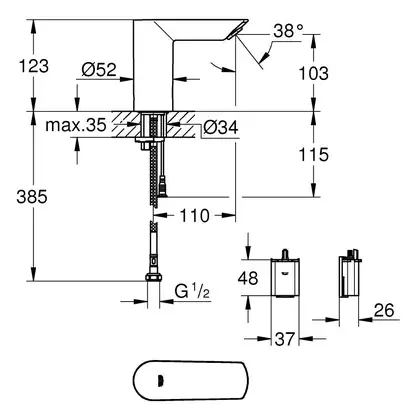 Grohe Bau Cosmopolitan E Смеситель для умывальника, хром (36452000)