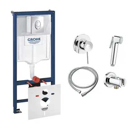 Комплект Grohe инсталляция Rapid SL 38721001 + набор для гигиенического душа со смесителем BauClassic 111048 (38721001111048)