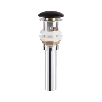 Донный клапан для раковины Qtap F009M1 70х70х220 Matt black с переливом (QT066F009M1MB)