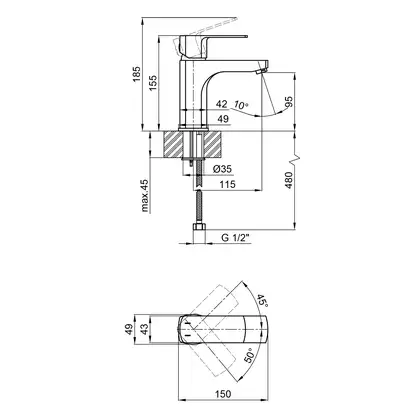 Смеситель для раковины Qtap Lipno 1023101G (QTLIPNO1023101G)