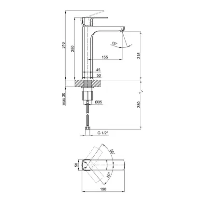 Смеситель для раковины Qtap Lipno 10H23101G (QTLIPNO10H23101G)