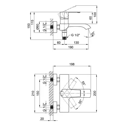 Смеситель для ванны Qtap Zelnava 3050101C (QTZELN3050101C)