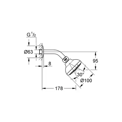 Набір верхнього душу, 3 режими струмені Grohe New Tempesta 100 (26088001)