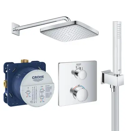 Душевая система скрытого монтажа с термостатом Grohe Grohtherm Cube c Tempesta Cube 250 (цвет - хром) (26415SC0)